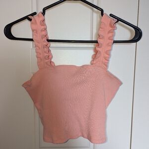 Pink frill tank top